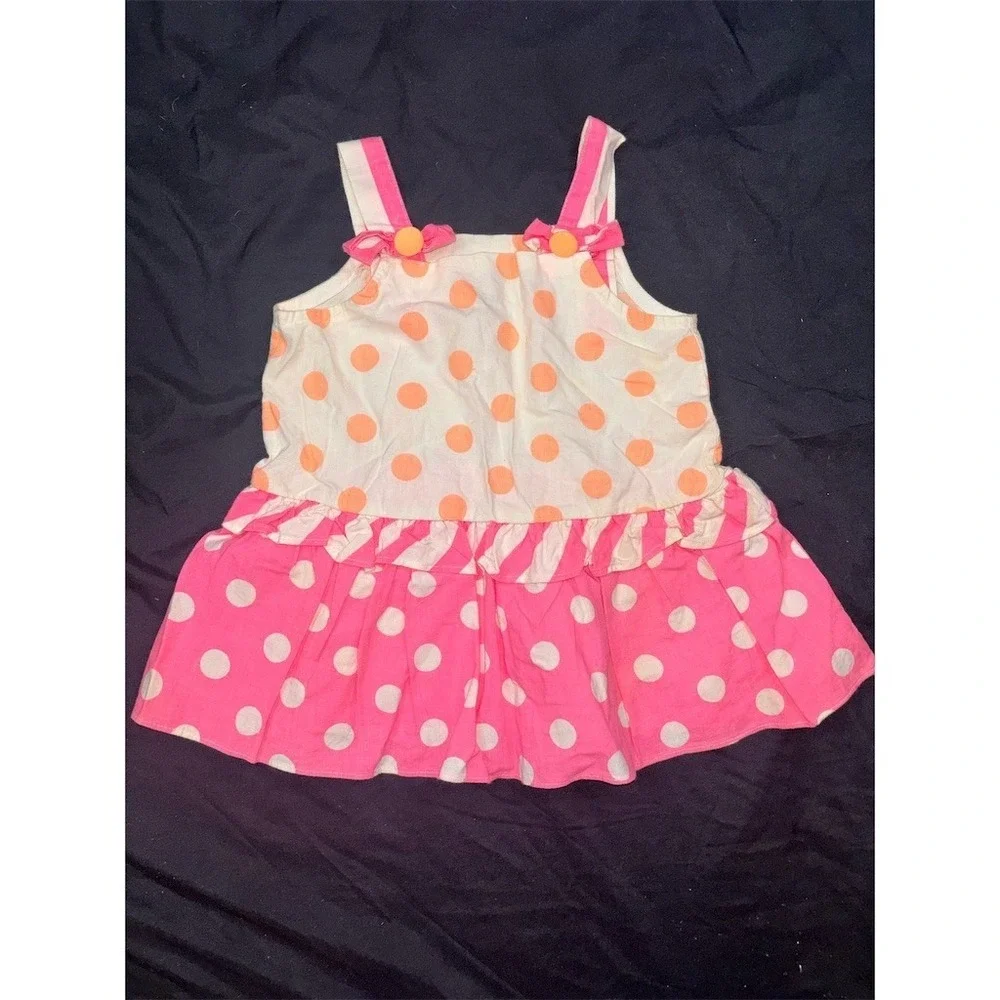 Vintage Sears Sundress Infant Girls 18-24 Months Polka Dot Ruffle Bow vacation